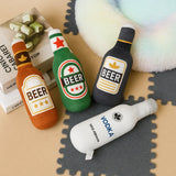 Set giochi per cani in peluche a forma di bottiglie di birra e vodka, resistenti e divertenti per morsi e gioco attivo