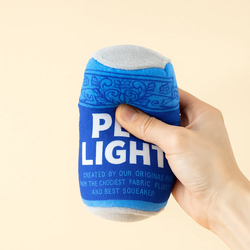 Peluche per cani a forma di lattina blu PET LIGHT, morbido e con suono squeak stimolante
