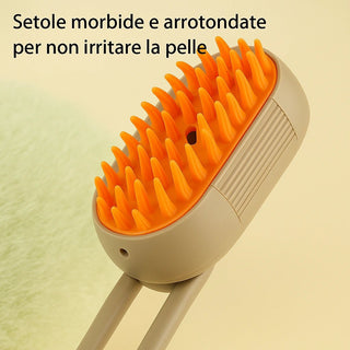 Spazzola a Vapore 3 - in - 1 per Cani e Gatti – Rimuovi Pelo, Massaggia e Idrata con Vapore | Ricaricabile USB - AmiciFidati