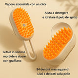 Spazzola a Vapore 3 - in - 1 per Cani e Gatti β Rimuovi Pelo, Massaggia e Idrata con Vapore | Ricaricabile USB - AmiciFidati