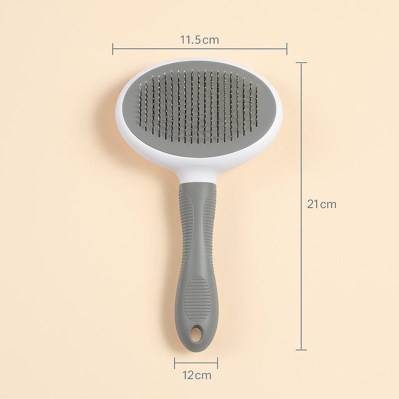 Spazzola Rimuovi Pelo per Cani e Gatti β Pettine Massaggiante con Pulsante Clean - Up | Inox, Ergonomica, Anti Grovigli - AmiciFidati