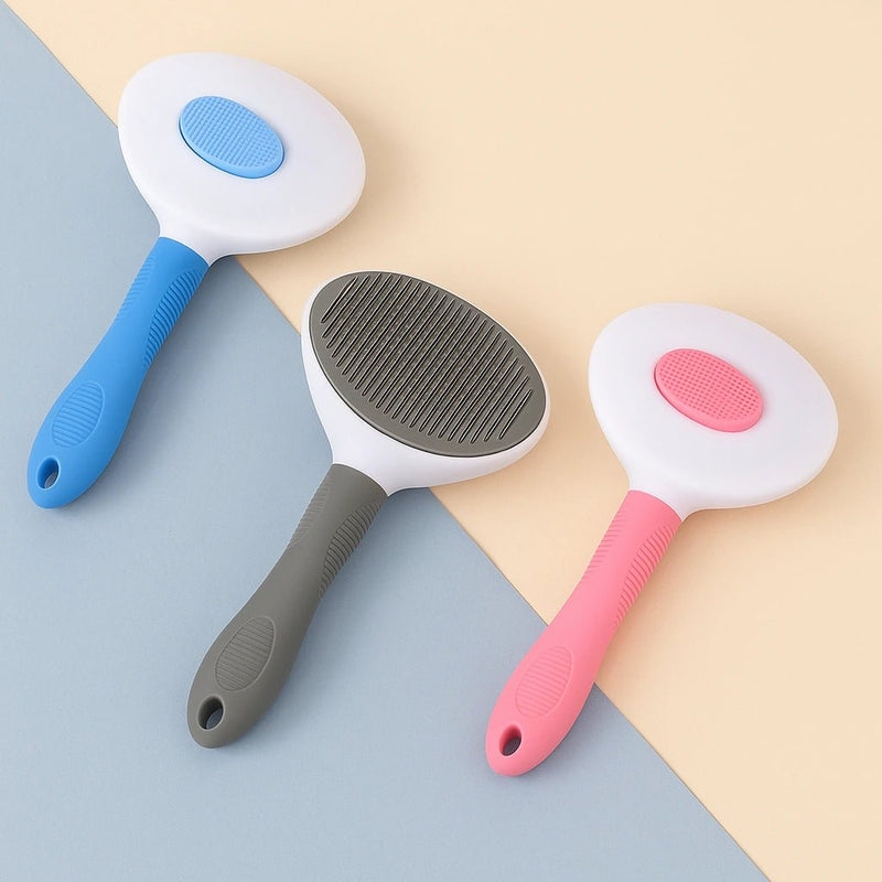 Spazzola Rimuovi Pelo per Cani e Gatti β Pettine Massaggiante con Pulsante Clean - Up | Inox, Ergonomica, Anti Grovigli - AmiciFidati