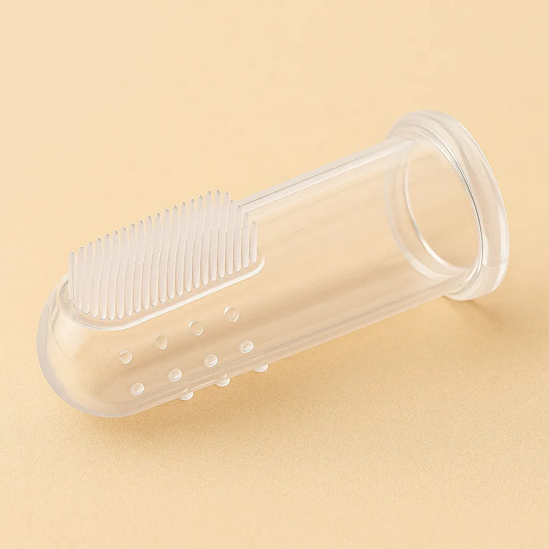 Spazzolino trasparente da dito per la pulizia dei denti di cani e gatti, ideale per uso quotidiano