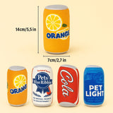 Set giochi in peluche a forma di lattine per cani con misure visibili, divertenti e resistenti