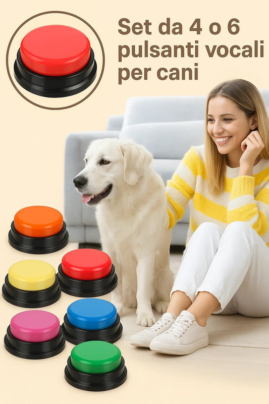 Pulsanti Parlanti per Addestramento Cani e Gatti – Set Registrabile con Luci per Giochi Interattivi - AmiciFidati