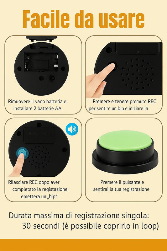 Pulsanti Parlanti per Addestramento Cani e Gatti – Set Registrabile con Luci per Giochi Interattivi - AmiciFidati
