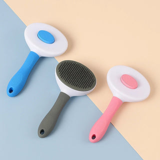 Spazzola Rimuovi Pelo per Cani e Gatti – Pettine Massaggiante con Pulsante Clean - Up | Inox, Ergonomica, Anti Grovigli - AmiciFidati