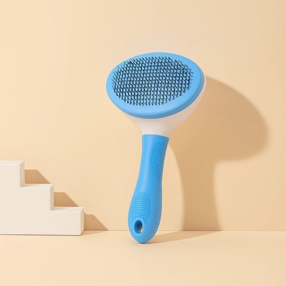Spazzola Rimuovi Pelo per Cani e Gatti – Pettine Massaggiante con Pulsante Clean - Up | Inox, Ergonomica, Anti Grovigli - AmiciFidati