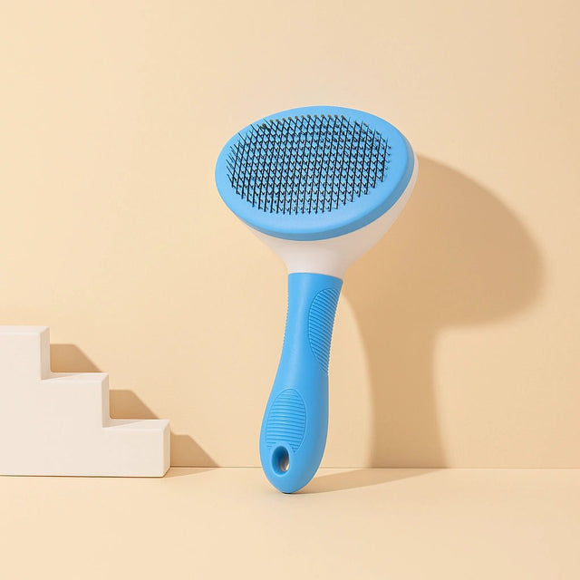 Spazzola Rimuovi Pelo per Cani e Gatti – Pettine Massaggiante con Pulsante Clean - Up | Inox, Ergonomica, Anti Grovigli - AmiciFidati