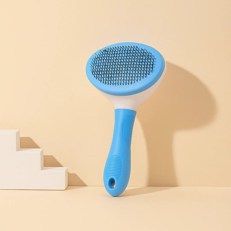 Spazzola Rimuovi Pelo per Cani e Gatti – Pettine Massaggiante con Pulsante Clean - Up | Inox, Ergonomica, Anti Grovigli - AmiciFidati
