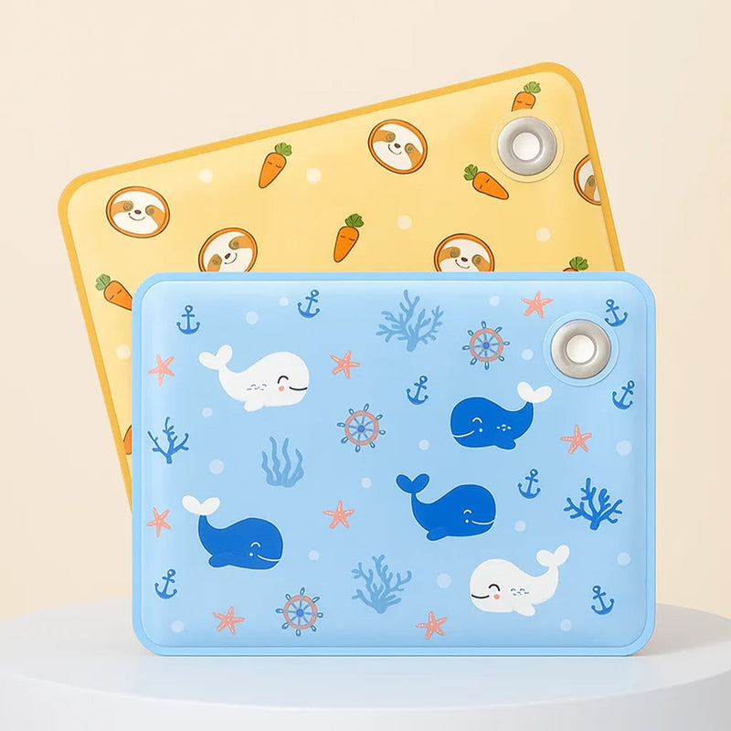 Tappetini refrigeranti per cani con fantasie marine e ortaggi, design giocoso e fresco, ideali per l’estate
