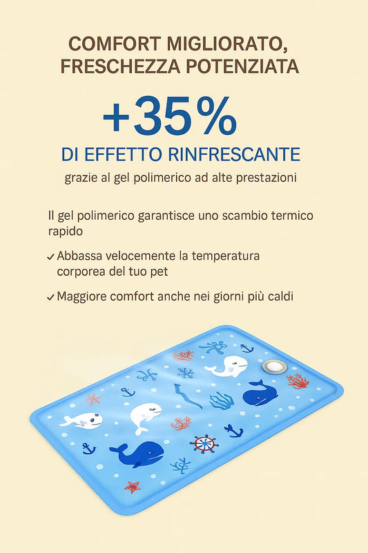 Tappetino refrigerante per cani con gel potenziato, migliora il comfort estivo del pet fino al 35%